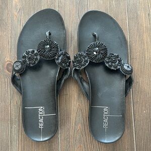 Kenneth Cole Reaction Black Beaded Women's Sandals
